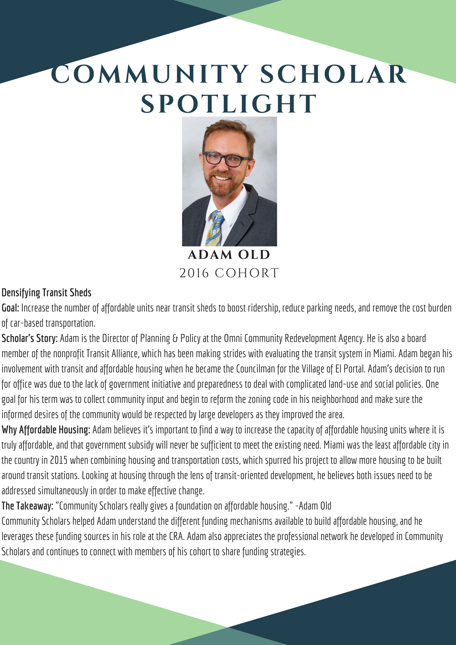Adam Old Community Scholar Spotlight